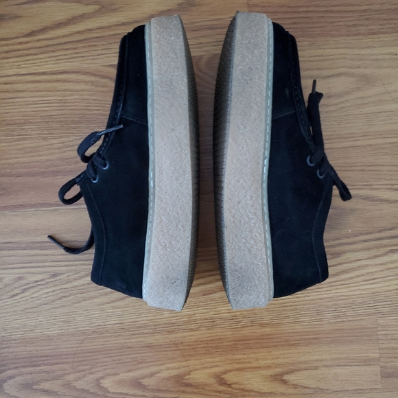 Hush Puppies Bridget Sneaker black suede platform shoes size 6W - Picture 3 of 9